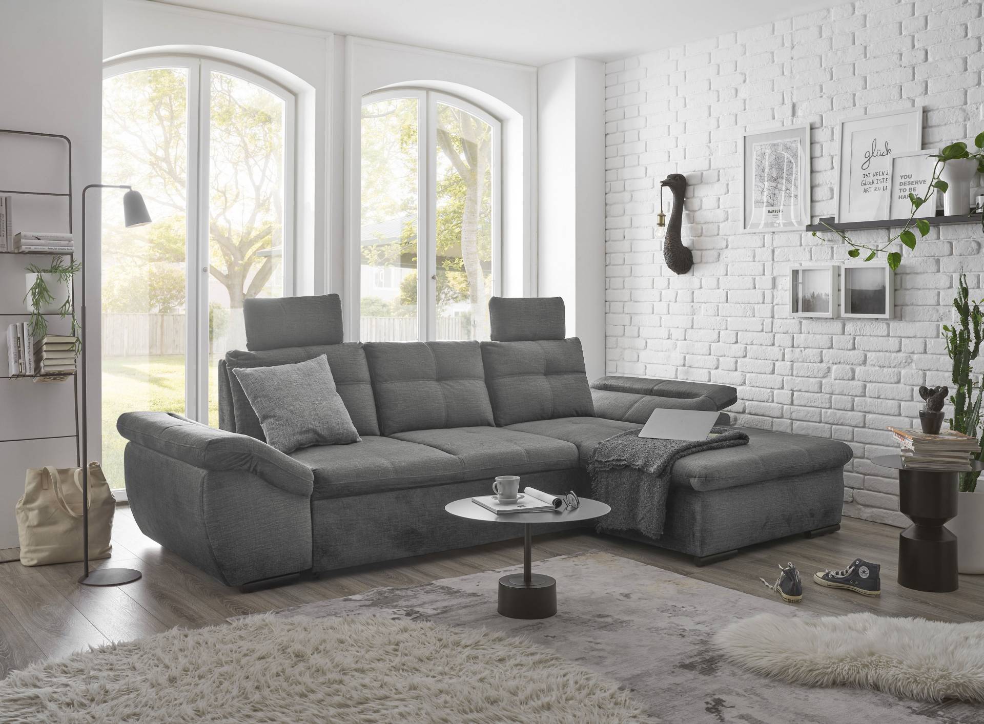 ED EXCITING DESIGN Ecksofa »Alija L-Form«, frei im Raum stellbar, Schlaffunktion, Kopfstützen, Armteilverstellung von ED EXCITING DESIGN