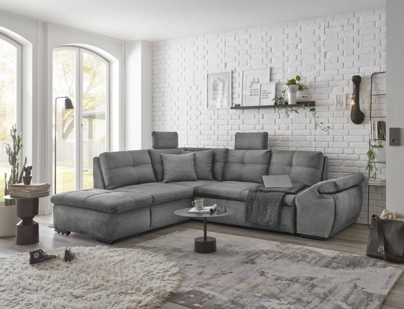 ED EXCITING DESIGN Ecksofa »Alija L-Form«, frei im Raum stellbar, Schlaffunktion, Kopfstützen, Armteilverstellung von ED EXCITING DESIGN
