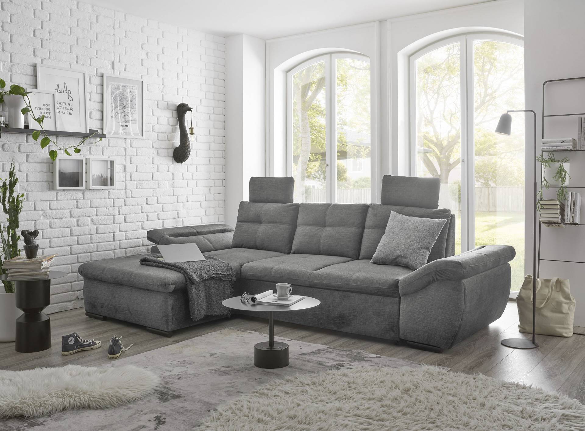 ED EXCITING DESIGN Ecksofa »Alija L-Form«, frei im Raum stellbar, Schlaffunktion, Kopfstützen, Armteilverstellung von ED EXCITING DESIGN