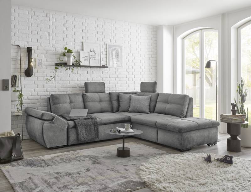 ED EXCITING DESIGN Ecksofa »Alija L-Form«, mit Bettfunktion, Bettkasten, Armteilverstellung & Kopfstützen von ED EXCITING DESIGN