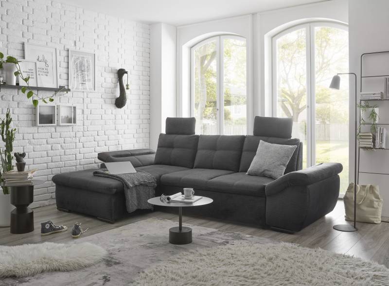 ED EXCITING DESIGN Ecksofa »Alija L-Form«, mit Bettfunktion, Armteilverstellung & Kopfstützen von ED EXCITING DESIGN
