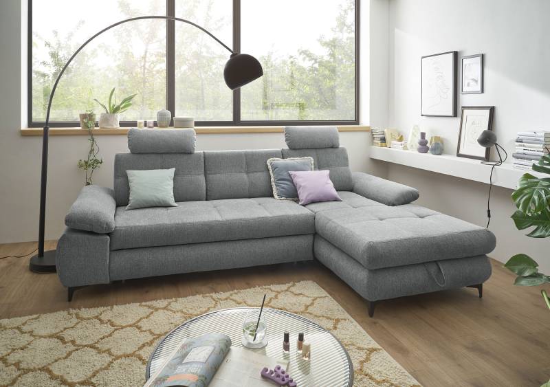 ED EXCITING DESIGN Ecksofa »Altona L-Form«, (2 St.), mit Bettfunktion, Bettkasten, Armteilverstellung & Kopfstützen von ED EXCITING DESIGN