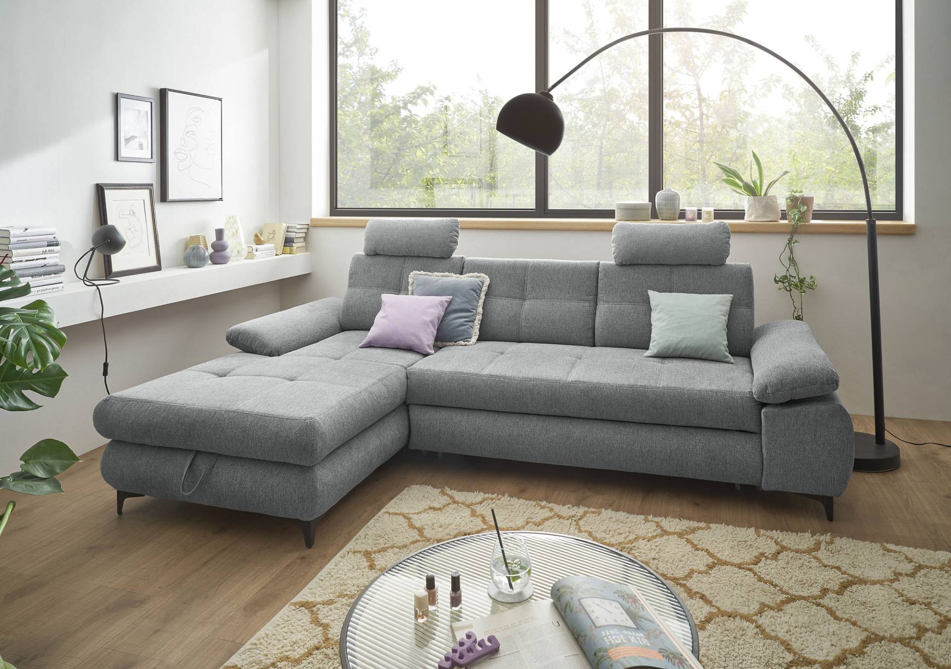 ED EXCITING DESIGN Ecksofa »Altona L-Form«, (2 St.), Frei stellbar, Bettfunktion, Stauraum, Arm- und Kopfstützen