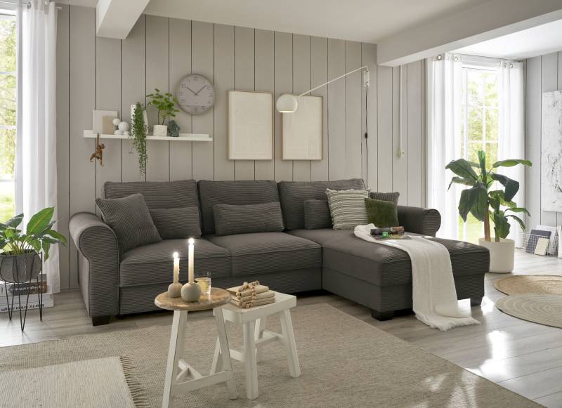 ED EXCITING DESIGN Ecksofa »Angelina L-Form«, frei im Raum stellbar, mit Bettkasten, mit Schlaffunktion von ED EXCITING DESIGN
