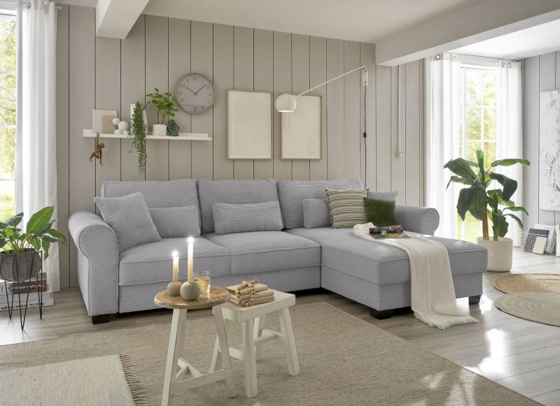 ED EXCITING DESIGN Ecksofa »Angelina L-Form«, frei im Raum stellbar, mit Bettkasten, mit Schlaffunktion von ED EXCITING DESIGN