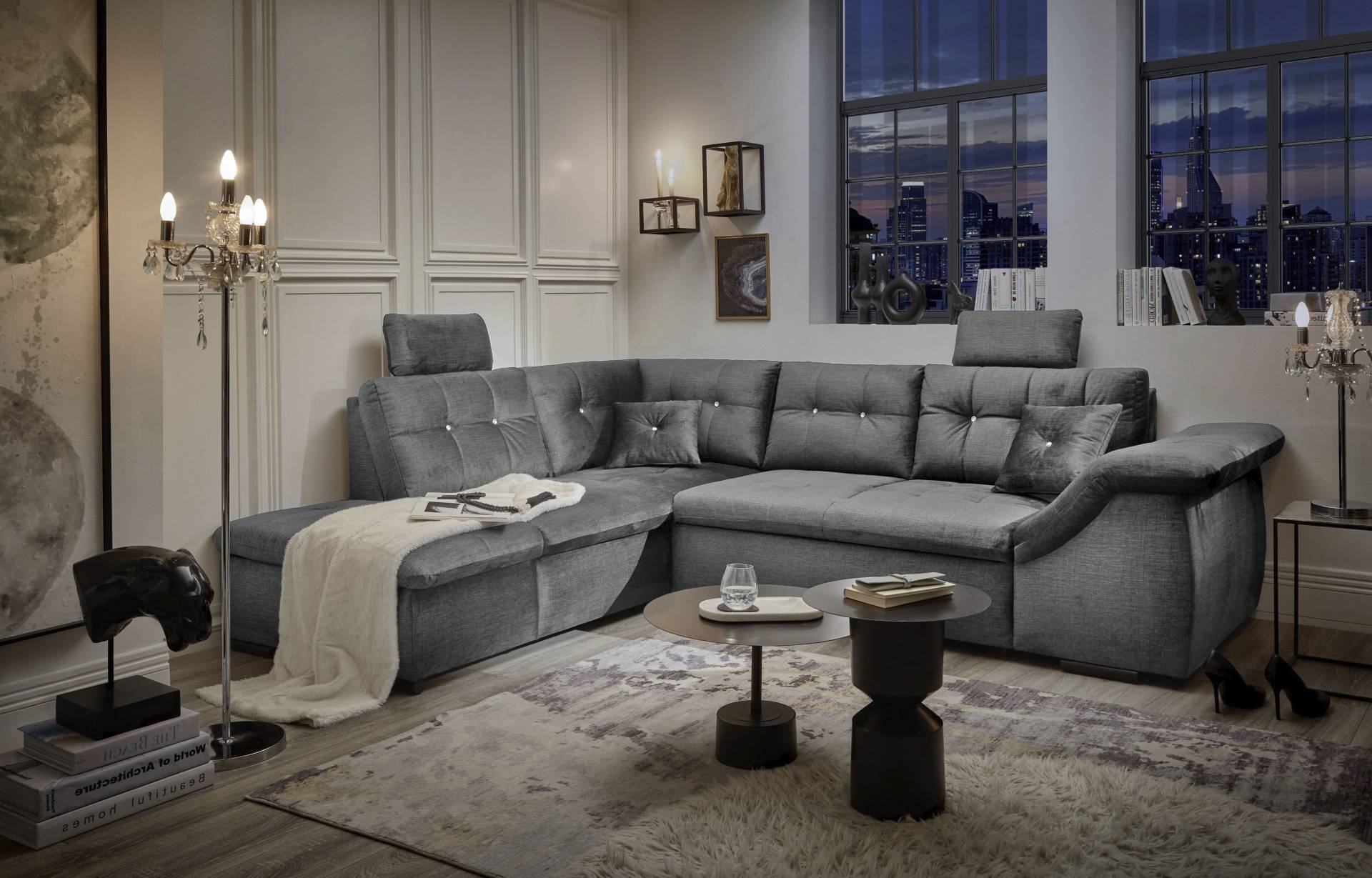 ED EXCITING DESIGN Ecksofa »Bolonia L-Form«, mit Bettkasten, Schlaffunktion und Strassstein ED EXCITING DESIGN Ecksofa »Bolonia L-Form«, mit Bettkasten, Schlaffunktion und Strassstein von ED EXCITING DESIGN