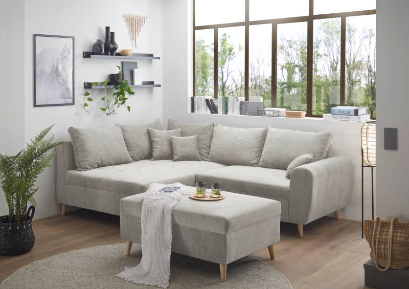 ED EXCITING DESIGN Ecksofa »Calanda L-Form«, mit Hocker, frei im Raum stellbar, Rücken- und Zierkissen von ED EXCITING DESIGN