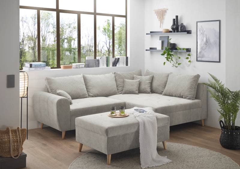 ED EXCITING DESIGN Ecksofa »Calanda L-Form«, mit Hocker, frei im Raum stellbar, Rücken- und Zierkissen von ED EXCITING DESIGN