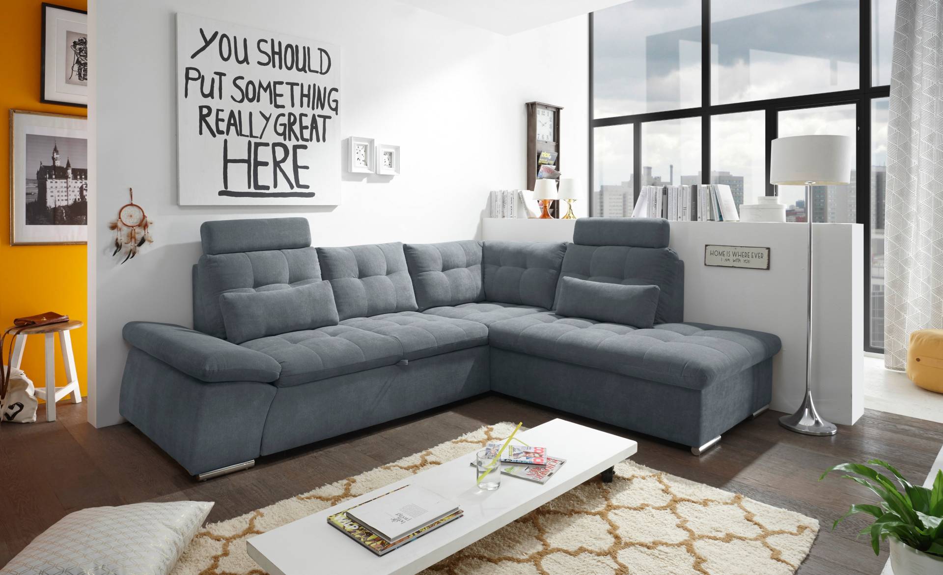ED EXCITING DESIGN Ecksofa »Nalo L-Form«, mit Bettfunktion, Bettkasten, Kopfstützen, Nierenkissen etc. ED EXCITING DESIGN Ecksofa »Nalo L-Form«, mit Bettfunktion, Bettkasten, Kopfstützen, Nierenkissen etc. von ED EXCITING DESIGN