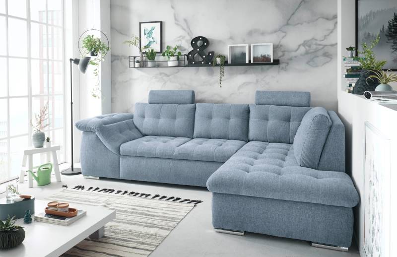 ED EXCITING DESIGN Ecksofa Oman, mit Bettfunktion, Bettkasten, Armteilverstellung und Kopfstützen von ED EXCITING DESIGN