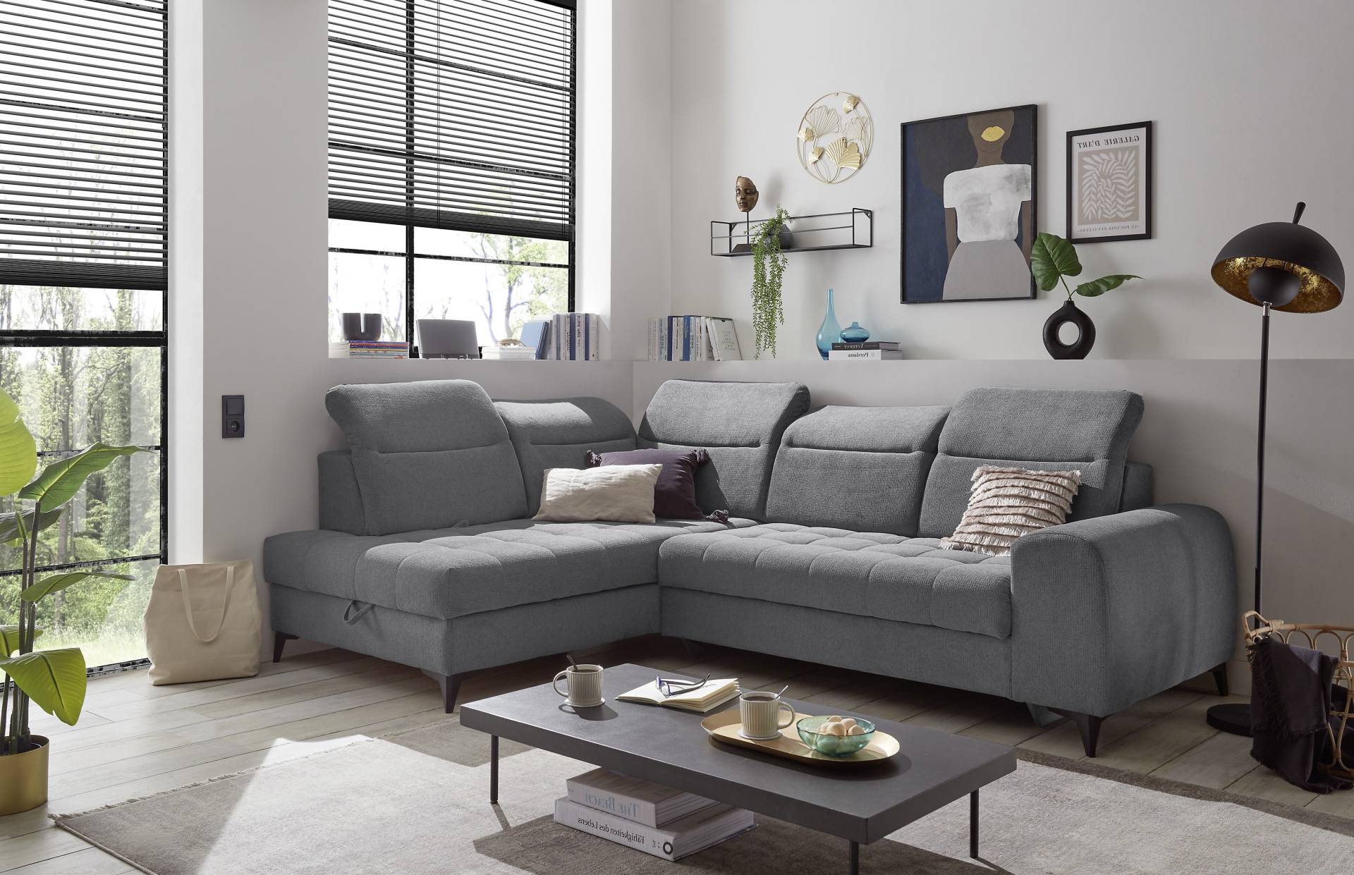 ED EXCITING DESIGN Ecksofa »Rockdale L-Form mit Bettfunktion, Bettkasten«, Kopfteilverstellung, Sitztiefenverstellung & USB-Port von ED EXCITING DESIGN