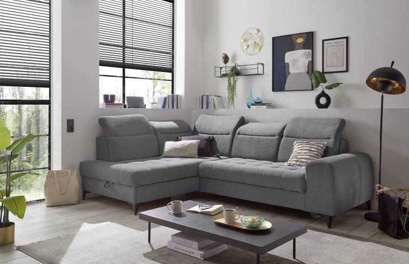 ED EXCITING DESIGN Ecksofa »Rockdale L-Form mit Bettfunktion, Bettkasten«, Kopfteilverstellung, Sitztiefenverstellung & USB-Port von ED EXCITING DESIGN