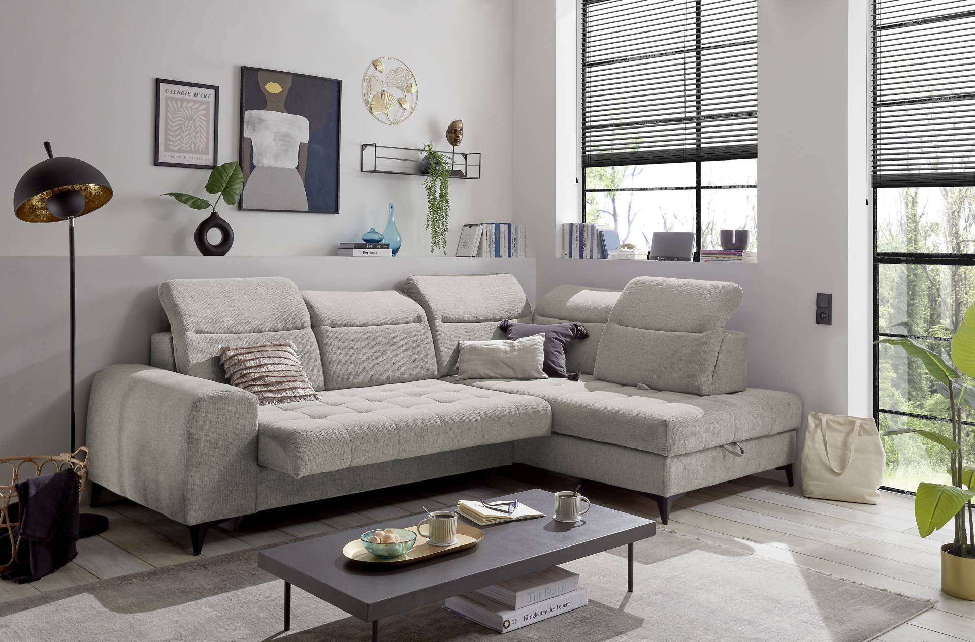 ED EXCITING DESIGN Ecksofa »Rockdale L-Form«, frei im Raum stellbar, mit Bettkasten, inkl. Kopfteilverstellung von ED EXCITING DESIGN