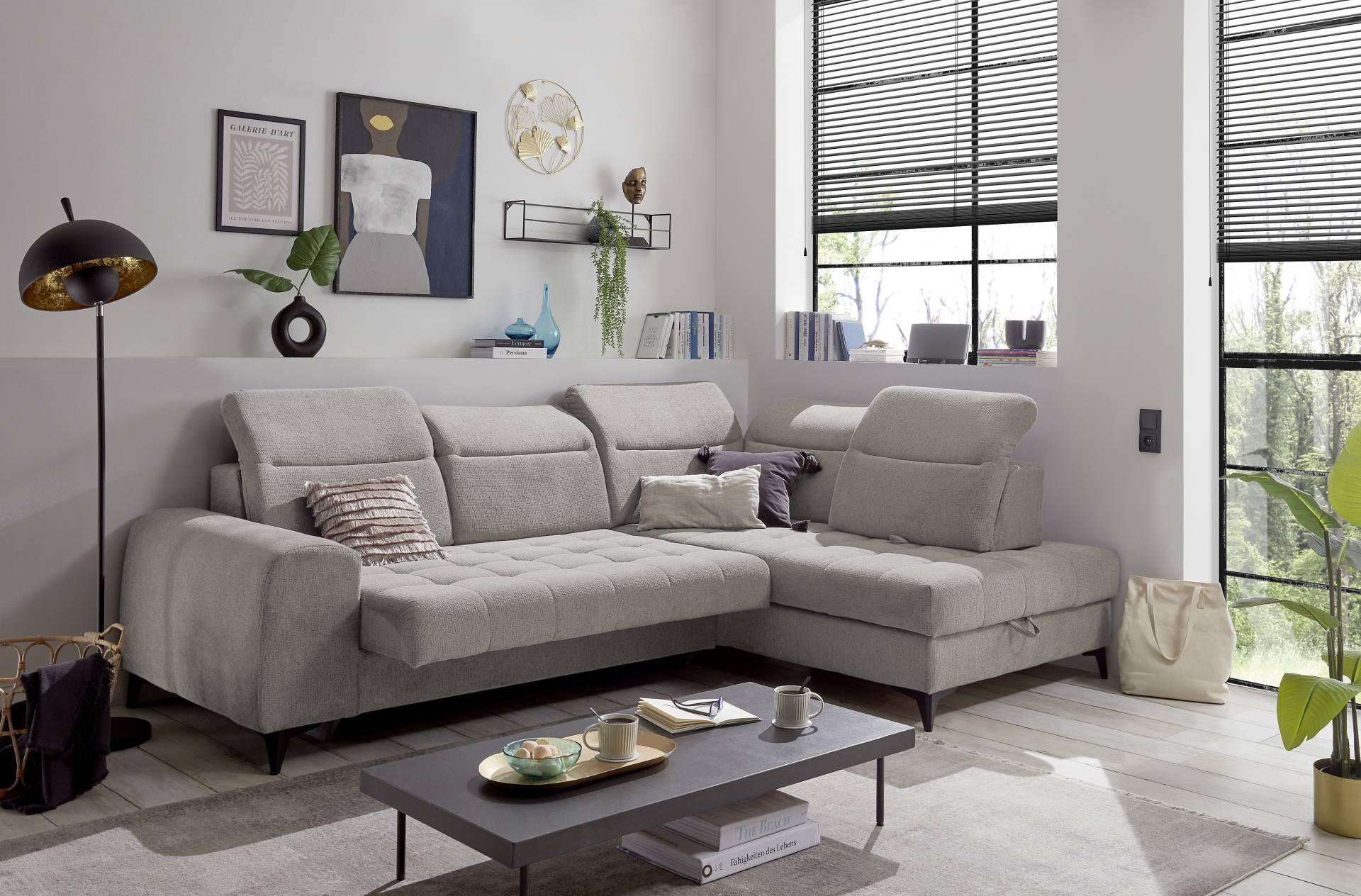 ED EXCITING DESIGN Ecksofa »Rockdale L-Form«, frei im Raum stellbar, mit Bettkasten, inkl. Kopfteilverstellung von ED EXCITING DESIGN