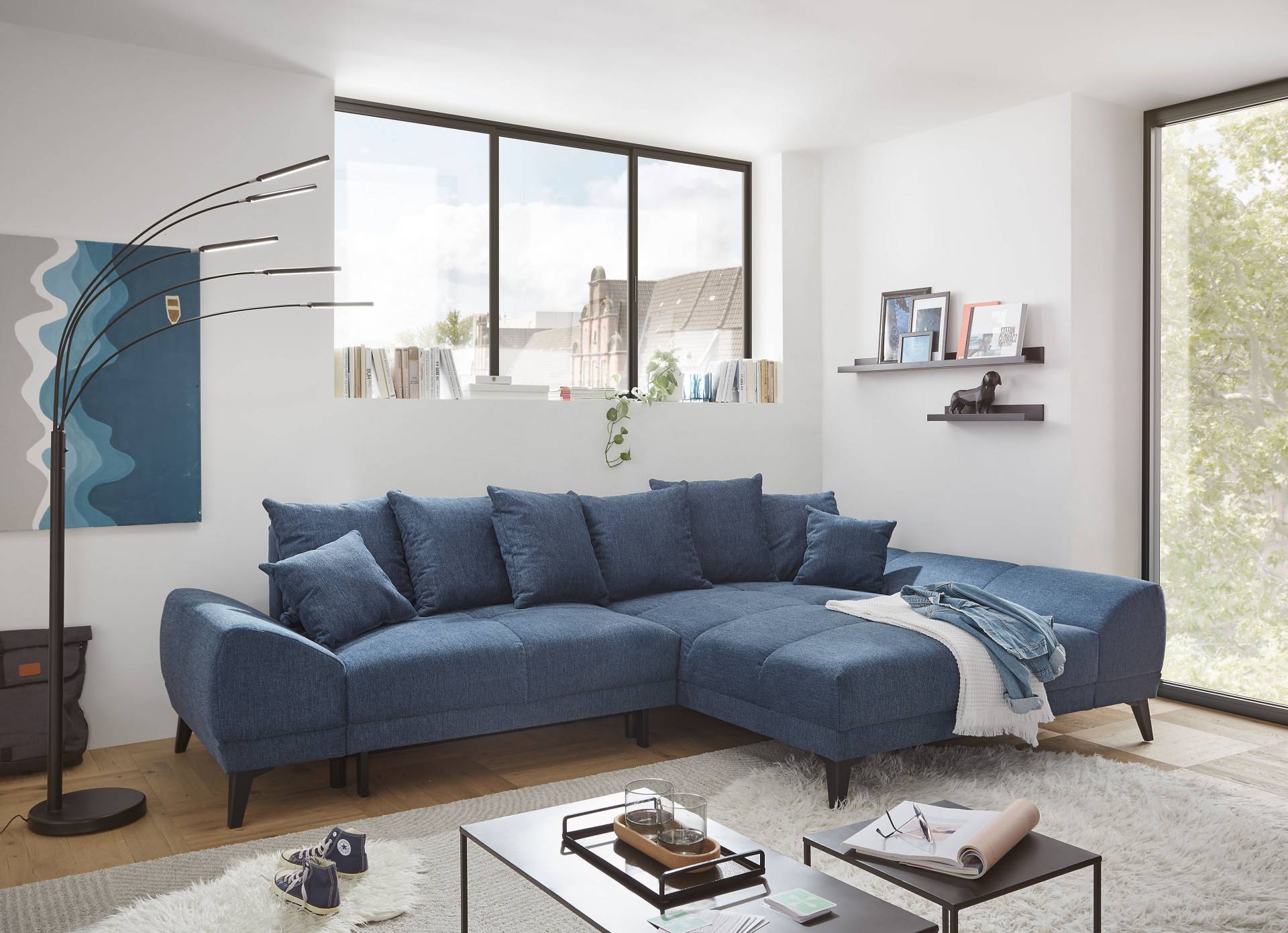 ED EXCITING DESIGN Ecksofa »Scott L-Form«, frei im Raum stellbar, mit Bettkasten, Schlaffunktion und 8 Kissen ED EXCITING DESIGN Ecksofa »Scott L-Form«, frei im Raum stellbar, mit Bettkasten, Schlaffunktion und 8 Kissen von ED EXCITING DESIGN