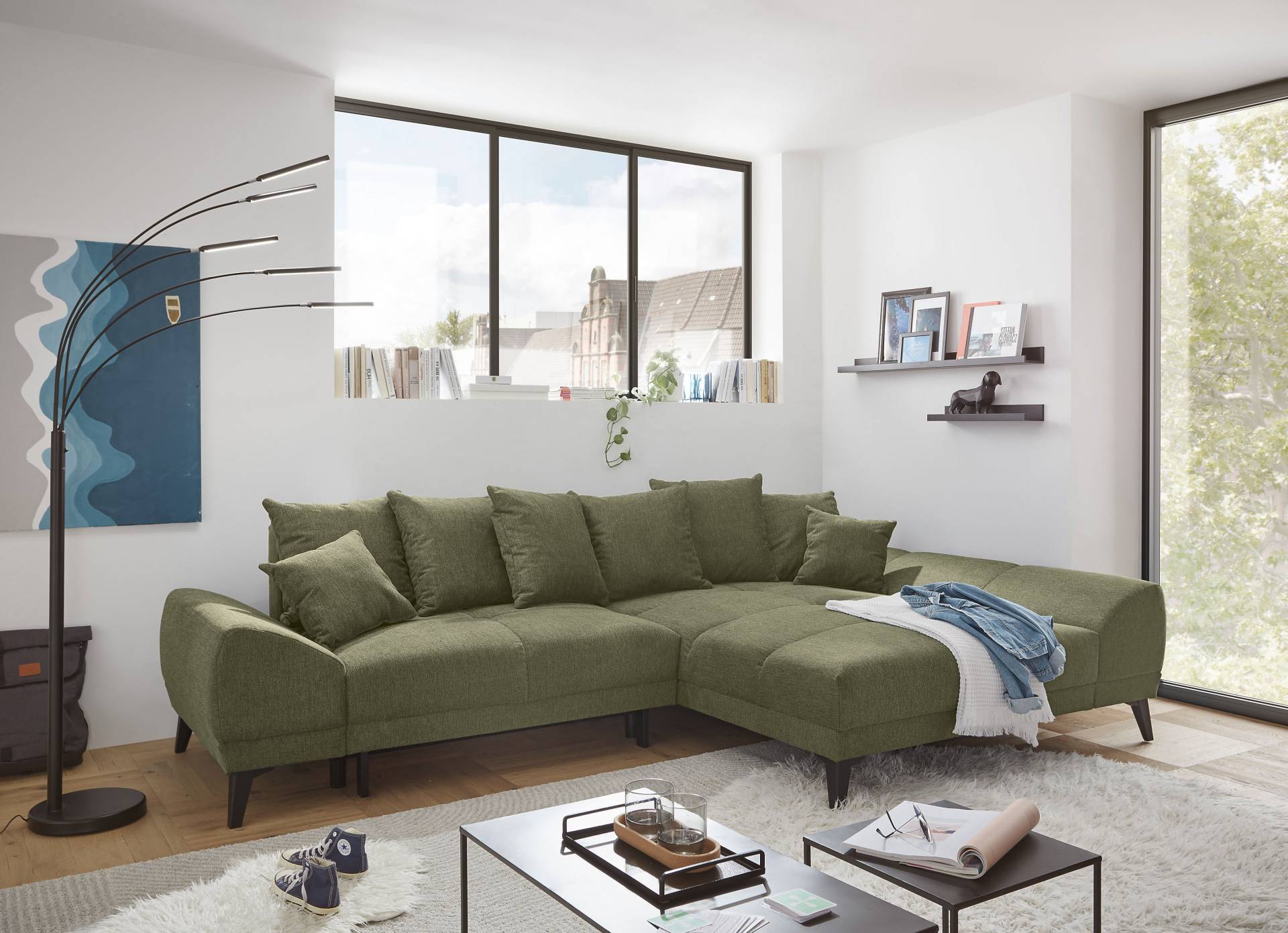 ED EXCITING DESIGN Ecksofa »Scott L-Form«, frei im Raum stellbar, mit Bettkasten, Schlaffunktion und 8 Kissen ED EXCITING DESIGN Ecksofa »Scott L-Form«, frei im Raum stellbar, mit Bettkasten, Schlaffunktion und 8 Kissen von ED EXCITING DESIGN