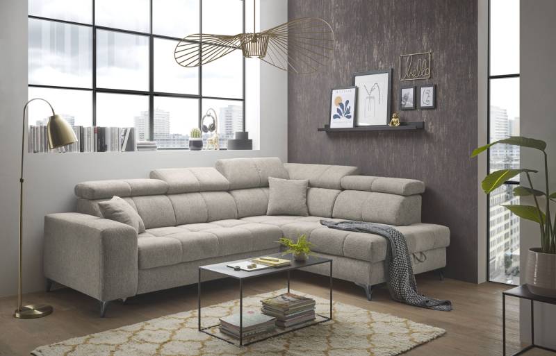 ED EXCITING DESIGN Ecksofa »Sydney L-Form«, (2 St.), frei im Raum stellbar, mit Bettkasten, inkl. Kopfteilverstellung von ED EXCITING DESIGN