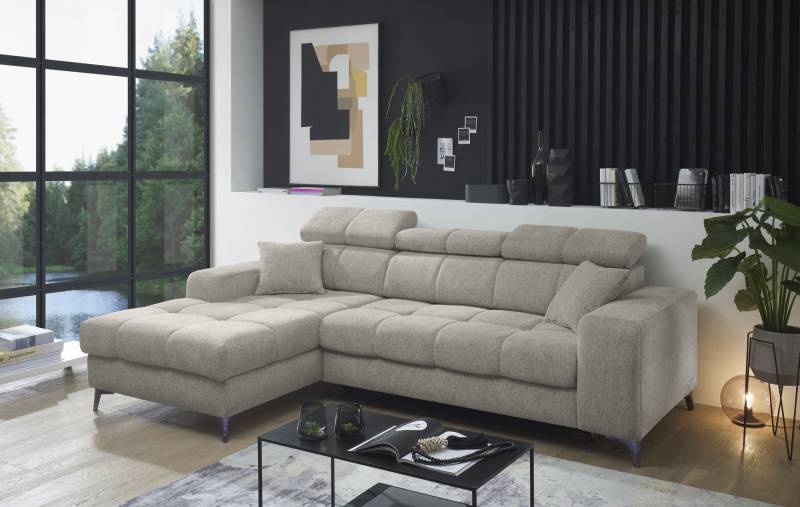 ED EXCITING DESIGN Ecksofa »Sydney L-Form«, (2 St.), frei im Raum stellbar, mit Bettkasten, inkl. Kopfteilverstellung von ED EXCITING DESIGN
