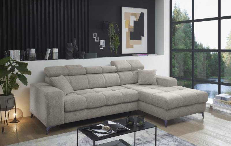 ED EXCITING DESIGN Ecksofa »Sydney L-Form«, (2 St.), frei im Raum stellbar, mit Bettkasten, inkl. Kopfteilverstellung von ED EXCITING DESIGN