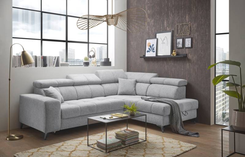 ED EXCITING DESIGN Ecksofa »Sydney L-Form«, (2 St.), frei im Raum stellbar, mit Bettkasten, inkl. Kopfteilverstellung von ED EXCITING DESIGN
