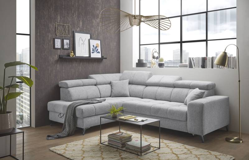 ED EXCITING DESIGN Ecksofa »Sydney L-Form«, (2 St.), frei im Raum stellbar, mit Bettkasten, inkl. Kopfteilverstellung von ED EXCITING DESIGN