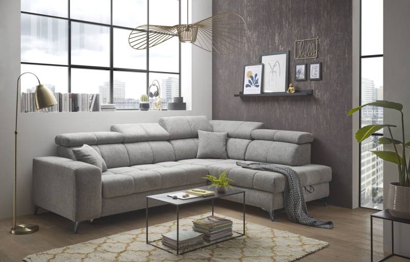 ED EXCITING DESIGN Ecksofa »Sydney L-Form«, (2 St.), frei im Raum stellbar, mit Bettkasten, inkl. Kopfteilverstellung von ED EXCITING DESIGN