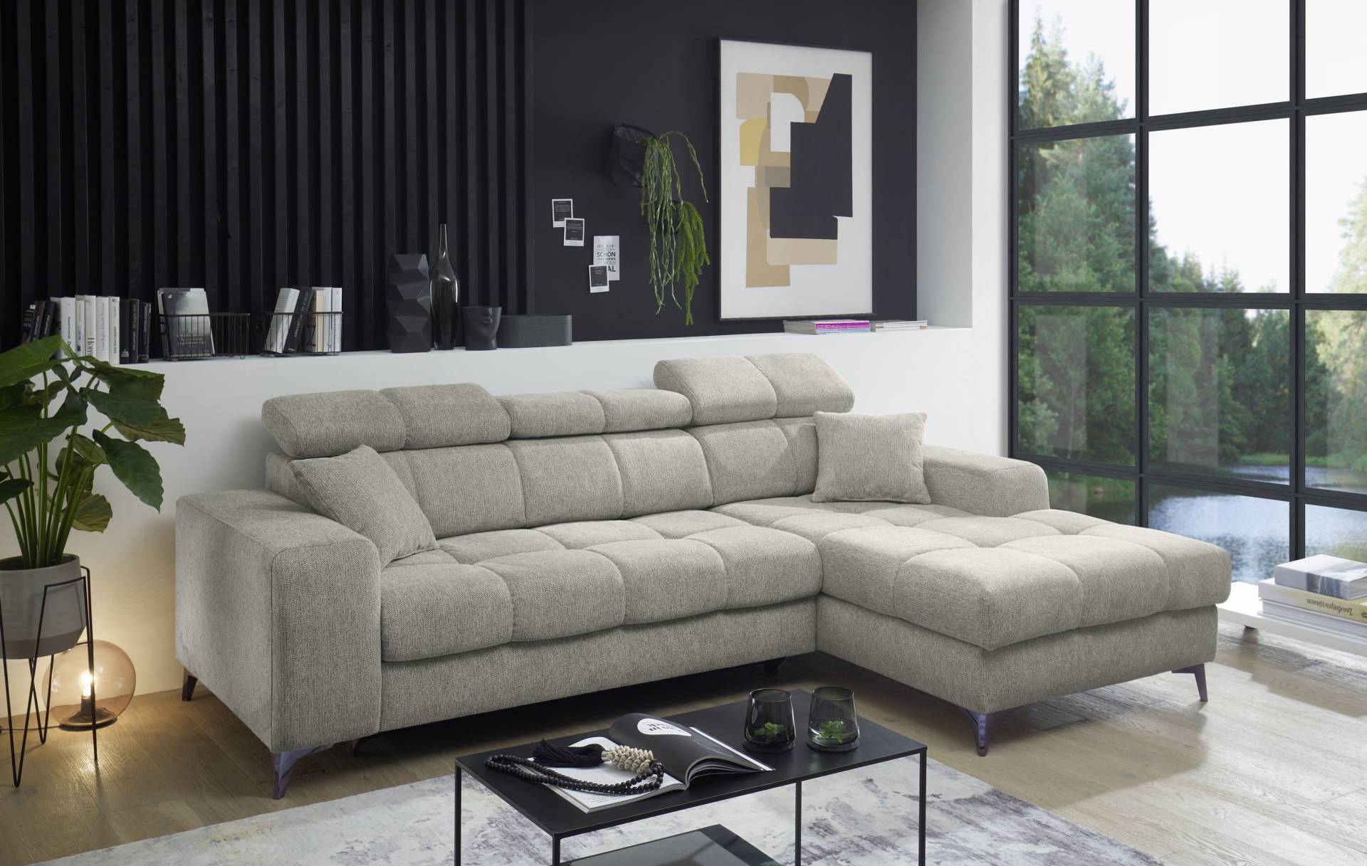 ED EXCITING DESIGN Ecksofa »Sydney L-Form«, (2 St.), frei im Raum stellbar, mit Bettkasten, inkl. Kopfteilverstellung von ED EXCITING DESIGN