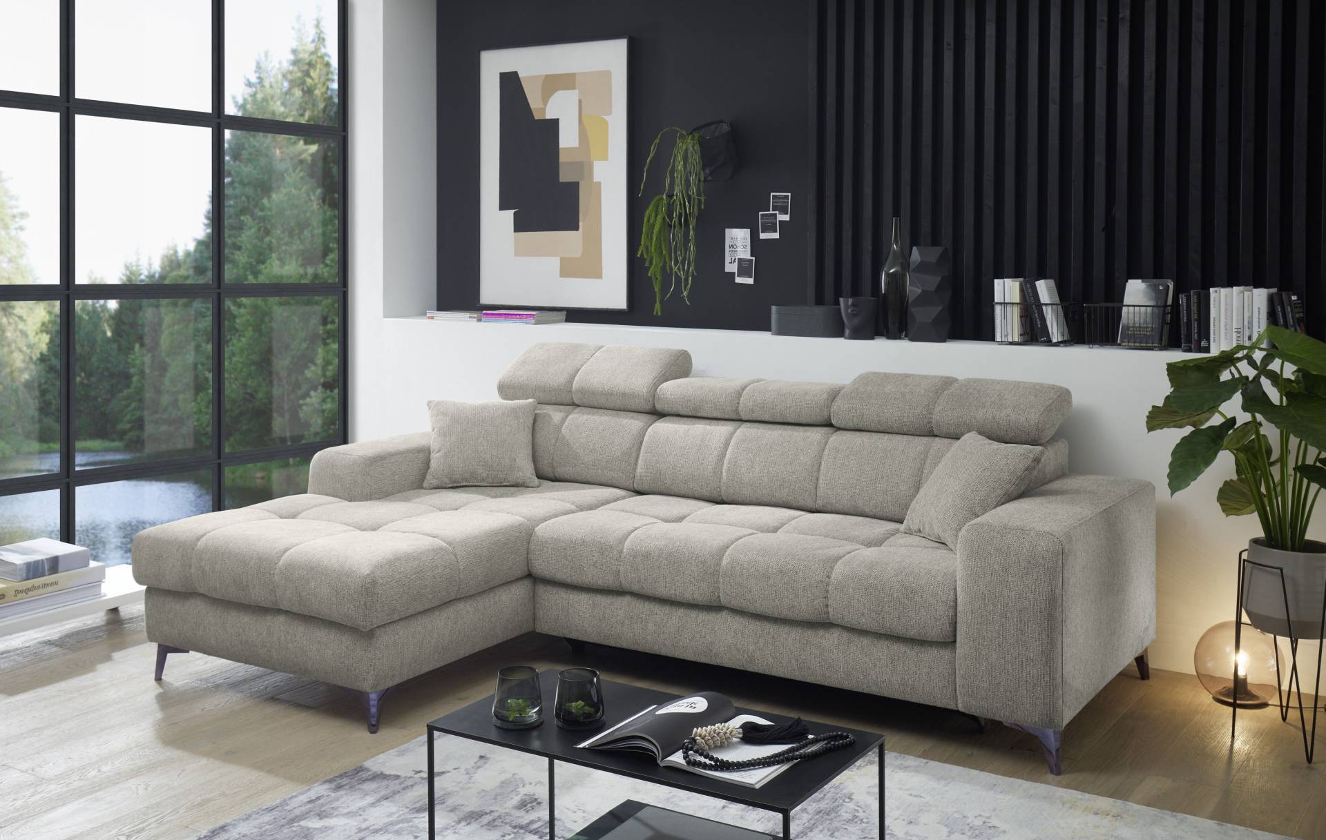 ED EXCITING DESIGN Ecksofa »Sydney L-Form«, (2 St.), frei im Raum stellbar, mit Bettkasten, inkl. Kopfteilverstellung von ED EXCITING DESIGN
