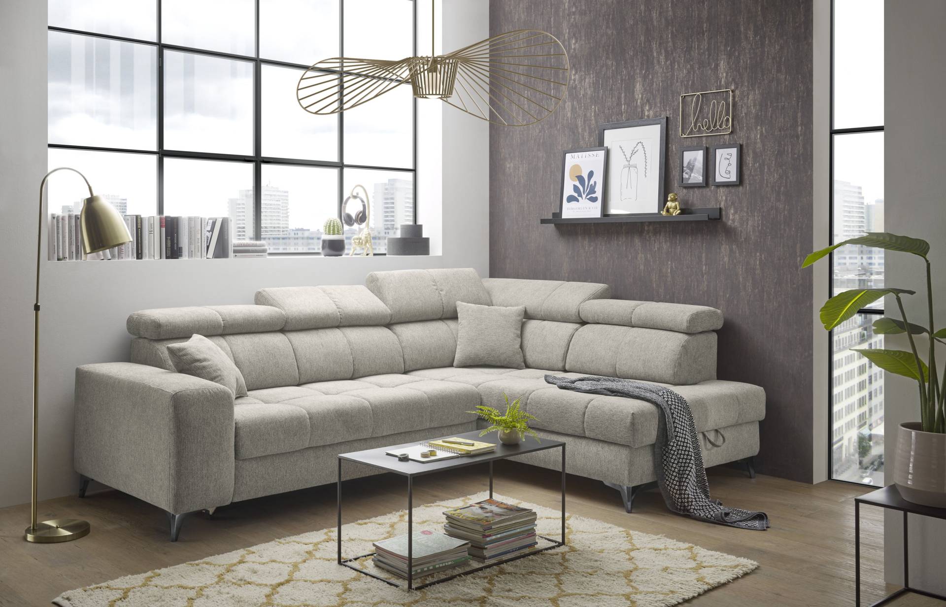 ED EXCITING DESIGN Ecksofa »Sydney L-Form«, (2 St.), frei im Raum stellbar, mit Bettkasten, inkl. Kopfteilverstellung von ED EXCITING DESIGN