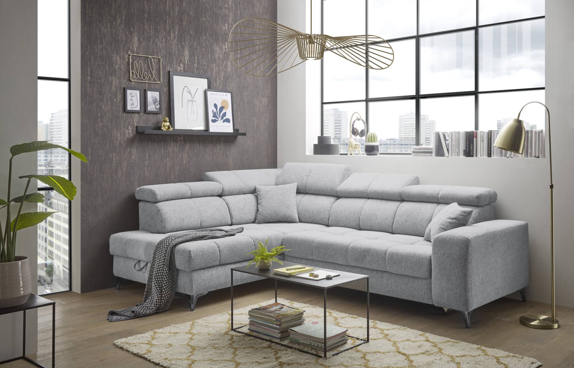 ED EXCITING DESIGN Ecksofa »Sydney L-Form«, (2 St.), frei im Raum stellbar, mit Bettkasten, inkl. Kopfteilverstellung von ED EXCITING DESIGN