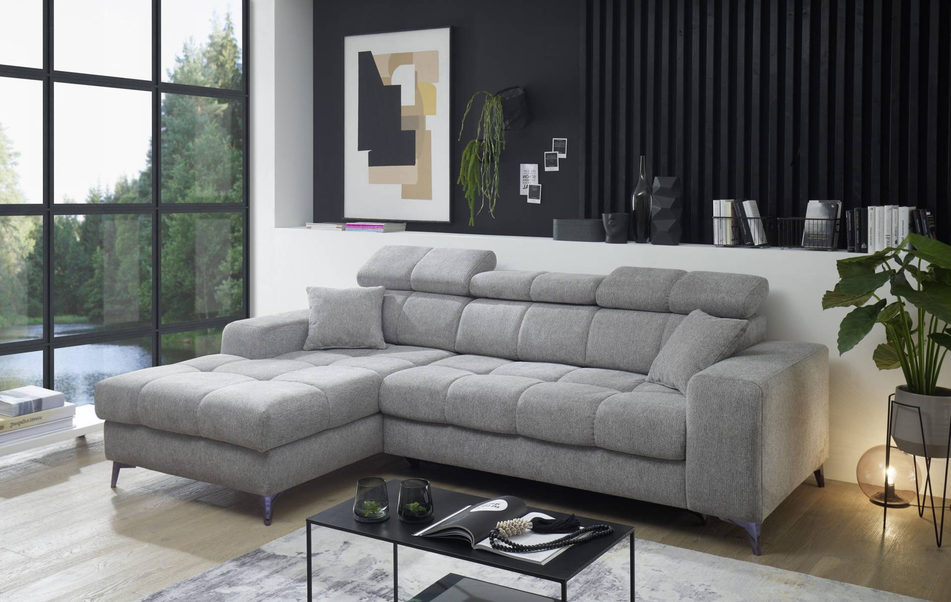 ED EXCITING DESIGN Ecksofa »Sydney L-Form«, (2 St.), frei im Raum stellbar, mit Bettkasten, inkl. Kopfteilverstellung von ED EXCITING DESIGN