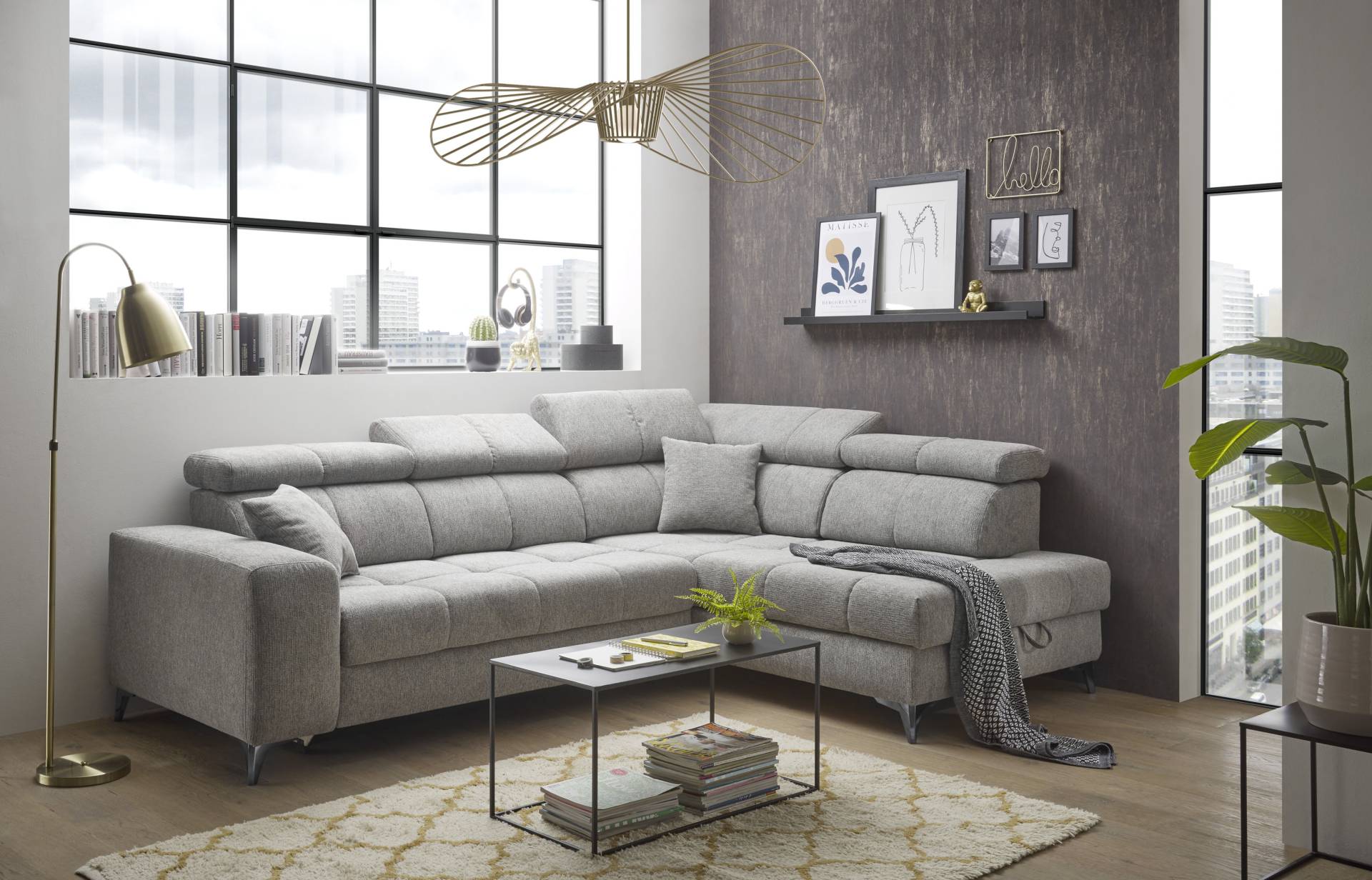 ED EXCITING DESIGN Ecksofa »Sydney L-Form«, (2 St.), frei im Raum stellbar, mit Bettkasten, inkl. Kopfteilverstellung von ED EXCITING DESIGN