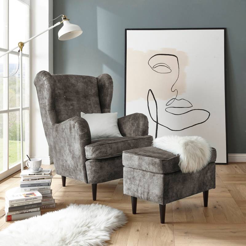 ED EXCITING DESIGN Ohrensessel »Oskar«, mit Massivholzfüssen von ED EXCITING DESIGN