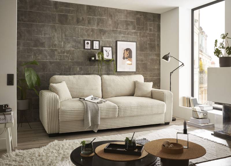 ED EXCITING DESIGN Schlafsofa »Carrara«, frei im Raum stellbar, mit Bettkasten, mit Schlaffunktion und 4 Kissen von ED EXCITING DESIGN
