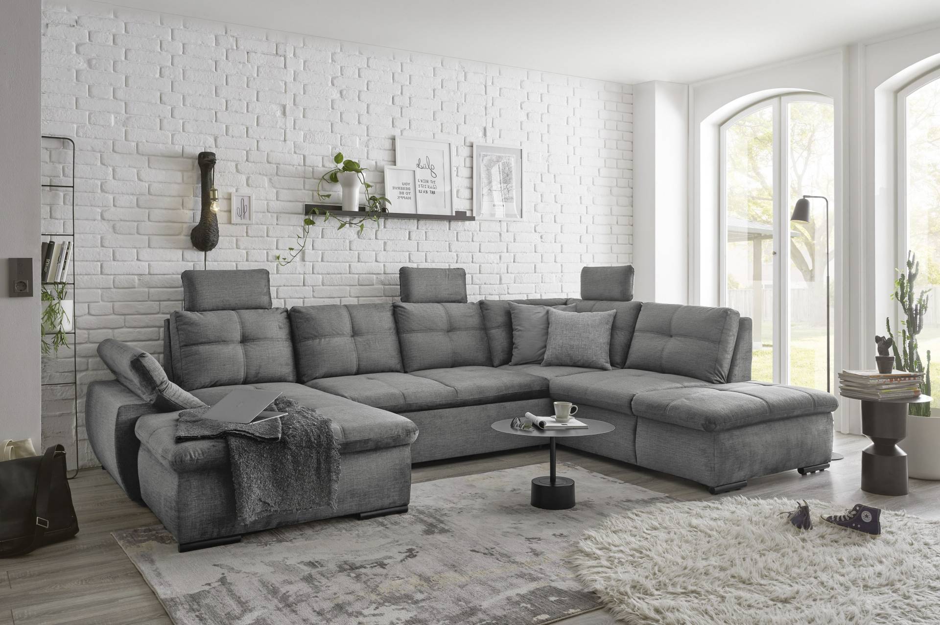 ED EXCITING DESIGN Wohnlandschaft »Alija U-Form«, frei im Raum stellbar, Schlaffunktion, Kopfstützen, Armteilverstellung von ED EXCITING DESIGN
