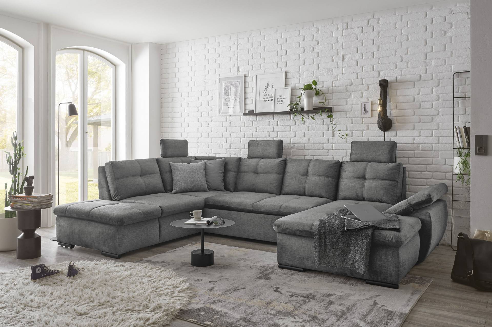 ED EXCITING DESIGN Wohnlandschaft »Alija U-Form«, frei im Raum stellbar, Schlaffunktion, Kopfstützen, Armteilverstellung von ED EXCITING DESIGN