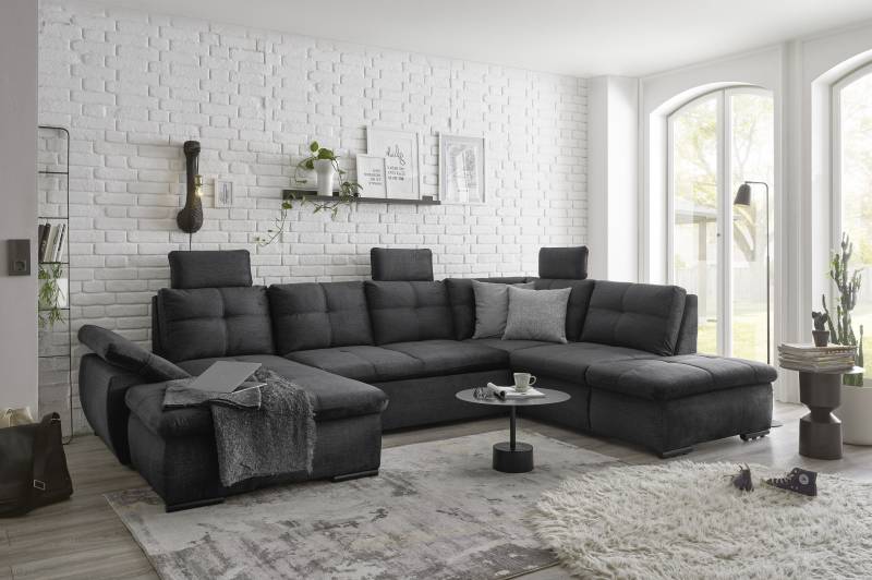 ED EXCITING DESIGN Wohnlandschaft »Alija U-Form«, mit Bettfunktion, Bettkasten, Armteilverstellung & Kopfstützen von ED EXCITING DESIGN