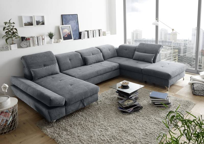 ED EXCITING DESIGN Wohnlandschaft »Melfi U-Form«, mit Bettfunktion, Bettkasten, Nierenkissen, frei im Raum stellbar von ED EXCITING DESIGN
