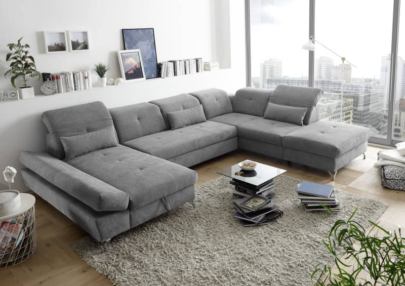 ED EXCITING DESIGN Wohnlandschaft »Melfi U-Form«, mit Bettfunktion, Bettkasten, Nierenkissen, frei im Raum stellbar von ED EXCITING DESIGN