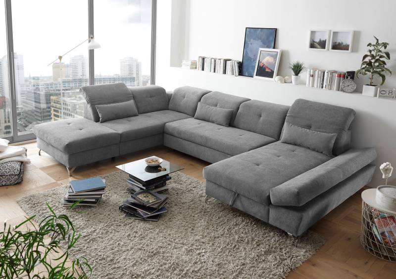 ED EXCITING DESIGN Wohnlandschaft »Melfi U-Form«, mit Bettfunktion, Bettkasten, Nierenkissen, frei im Raum stellbar von ED EXCITING DESIGN