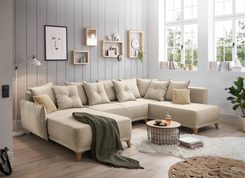 ED EXCITING DESIGN Wohnlandschaft »Pamplona U-Form«, mit Bettfunktion, Bettkasten & Zierkissen von ED EXCITING DESIGN