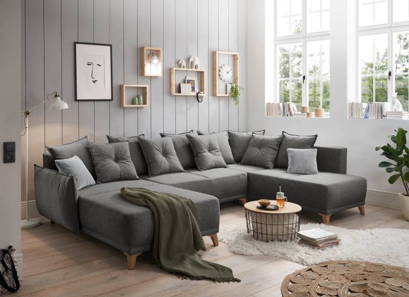 ED EXCITING DESIGN Wohnlandschaft »Pamplona U-Form«, mit Bettfunktion, Bettkasten & Zierkissen von ED EXCITING DESIGN