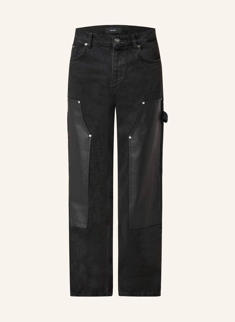 Eightyfive Cargojeans Im Materialmix Relaxed Fit schwarz von EIGHTYFIVE