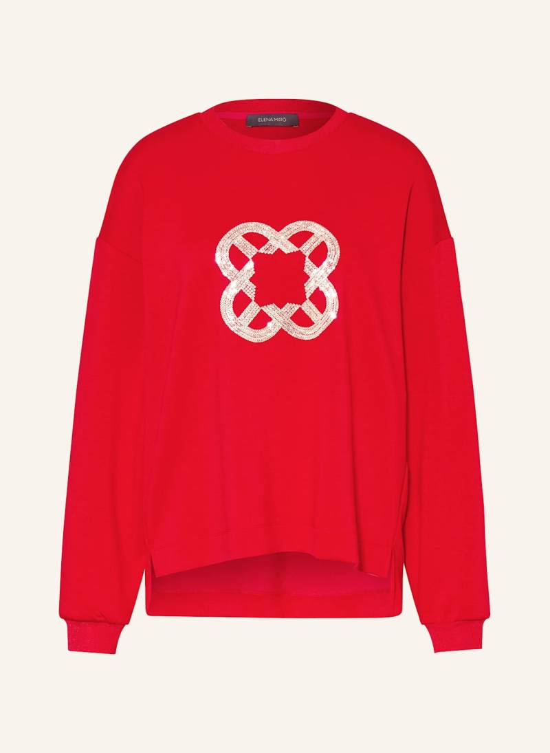 Elena Miro Sweatshirt Mit Pailletten rot von ELENA MIRO