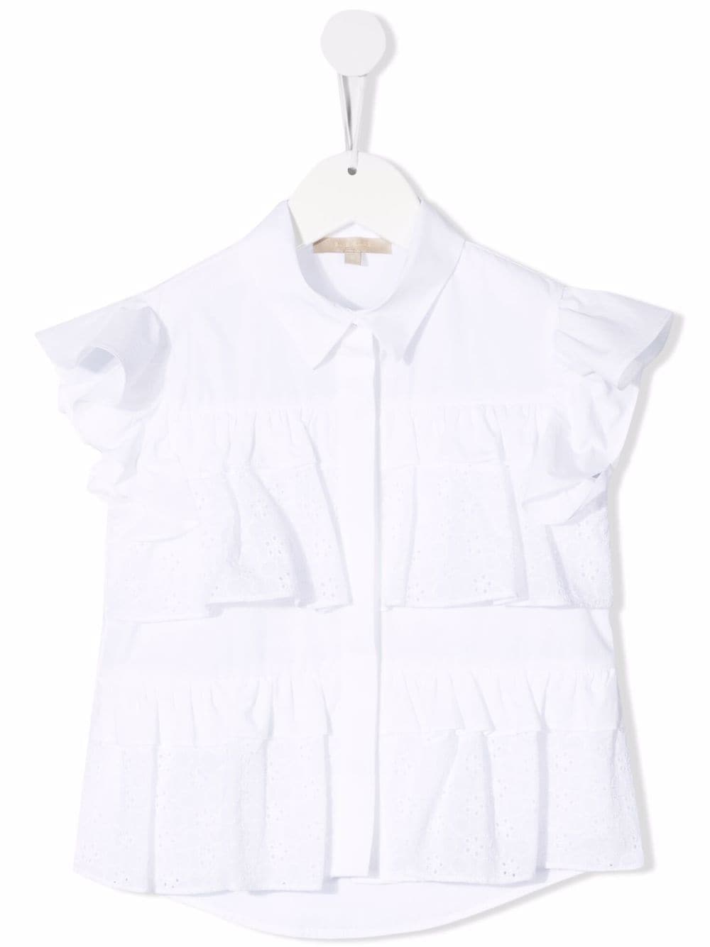 ELIE SAAB JUNIOR ruffled-trim sleeveless shirt - White von ELIE SAAB JUNIOR