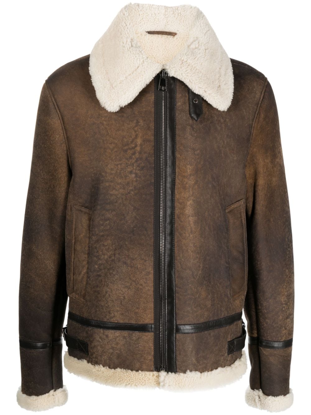 ERALDO shearling-lining leather jacket - Brown von ERALDO