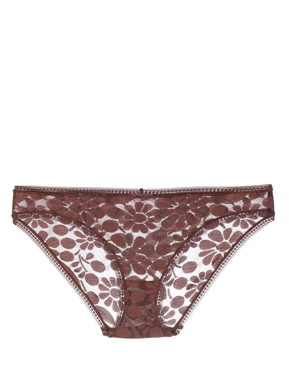 ERES floral-lace embroidered low-rise briefs - Brown von ERES