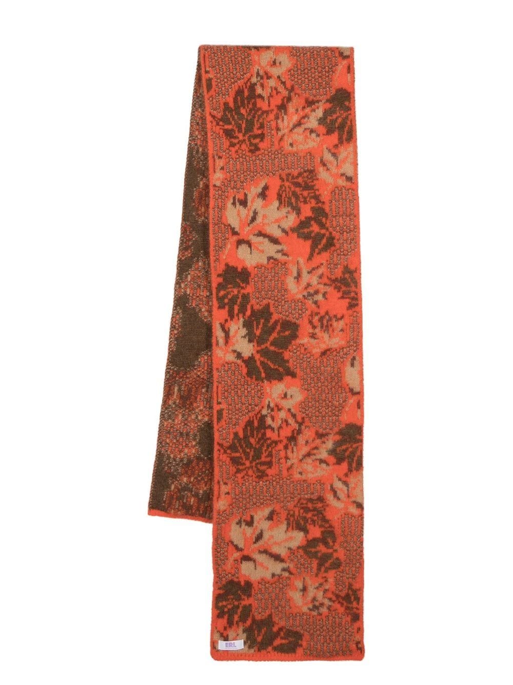 ERL botanical-motif intarsia-knit scarf - Orange von ERL