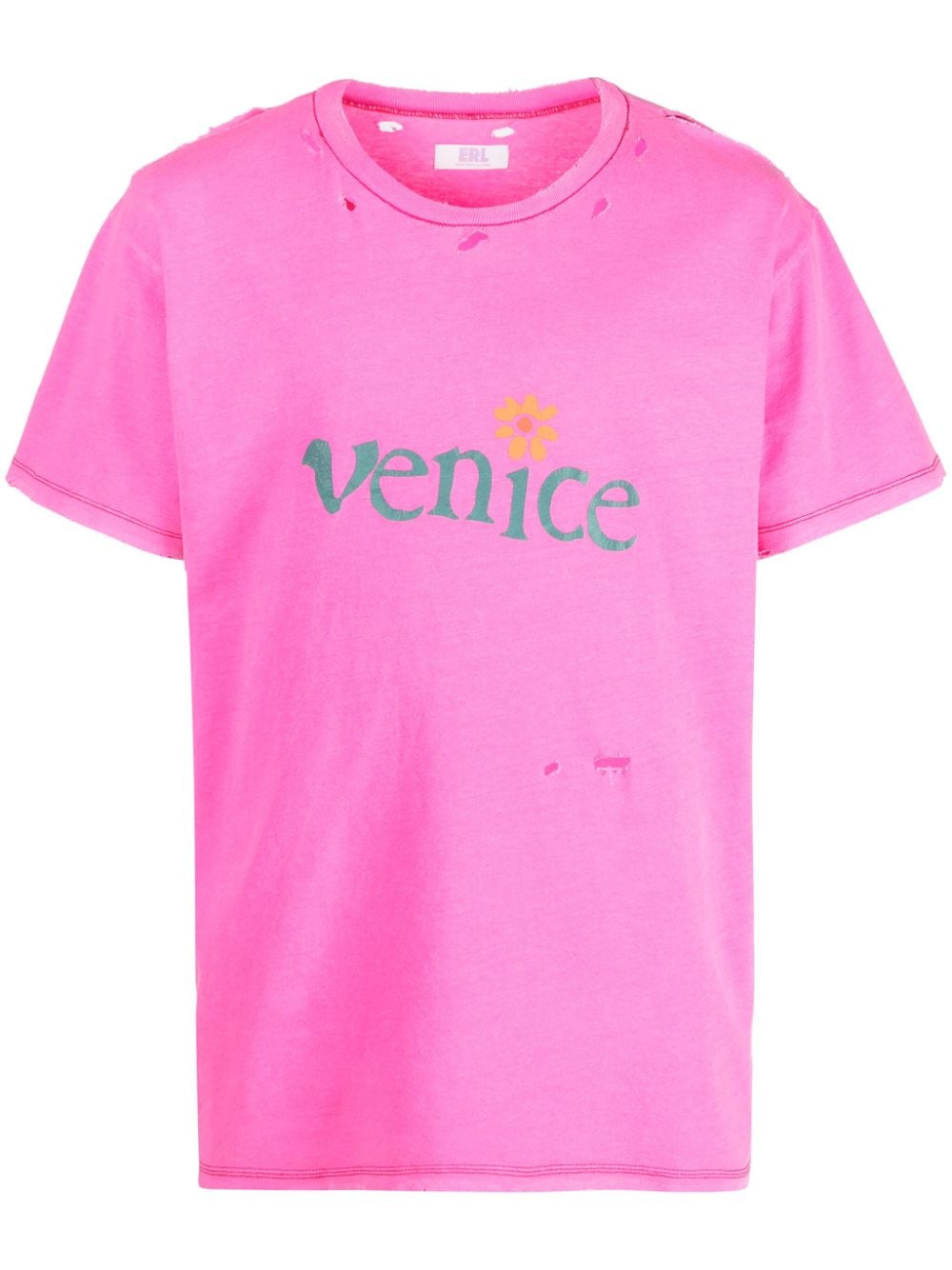 ERL slogan-print ripped T-shirt - Pink von ERL