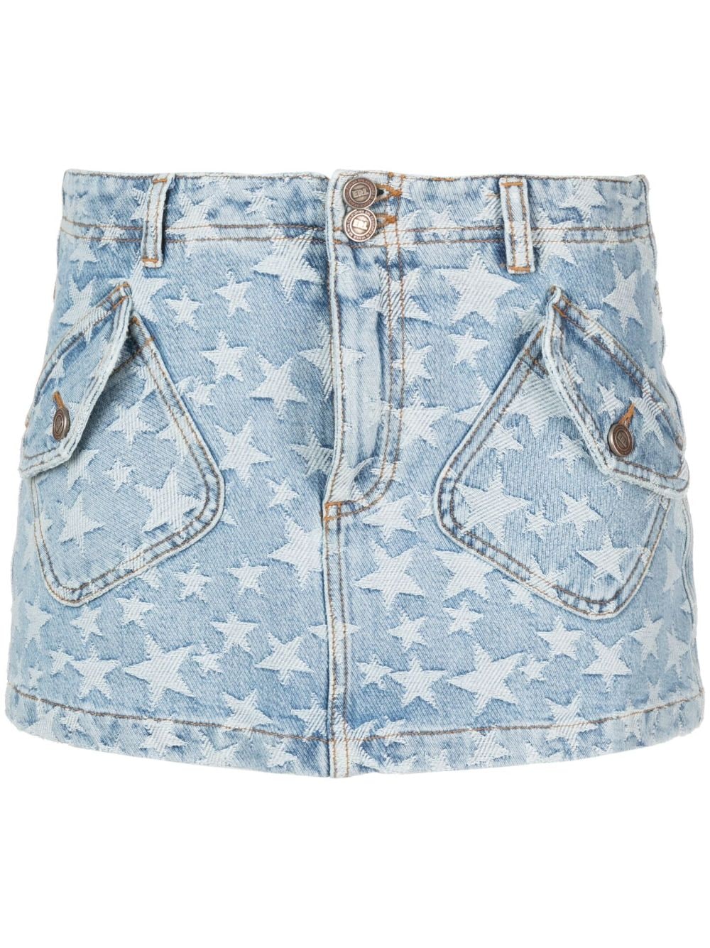ERL star-print washed-denim mini skirt - Blue von ERL